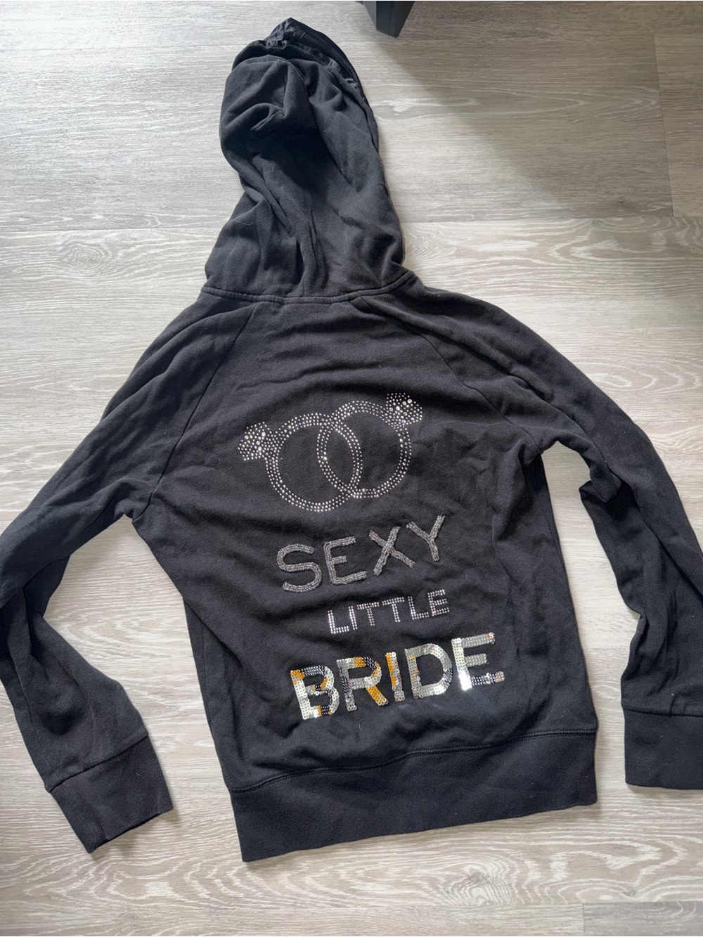 Victoria's Secret Black 'Sexy Little Bride' Crystal Hoodie Sweater